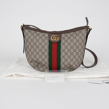 GUCCI オフィディア GG スプリーム キャンバス ホーボー ショルダーバッグ ブラウン 157832404 [P]