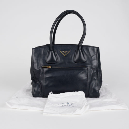 Prada Vitello Phoenix Black Pocket Tote Bag 157897159 [P]