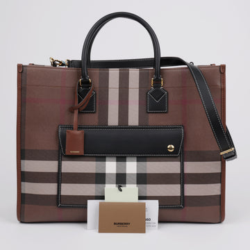 BURBERRY フレヤ ミディアム キャンバス トートバッグ ブラウン 157832407 [P]