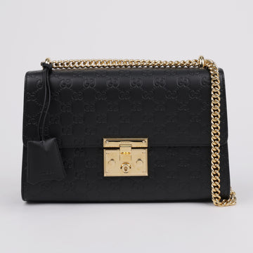 GUCCI Padlock Medium Leder Schultertasche Schwarz 157896171 [P]