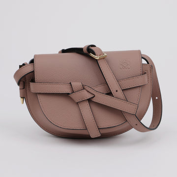 Loewe Gate Pebble Grain Calf Leather Dual Mini Crossbody Dark Blush 157896173 [P]
