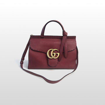 GUCCI Ledertasche GG Marmont Small Top Handle Schultertasche Rot 421890 158124383 [P]