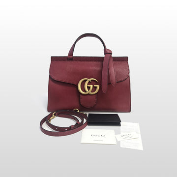 Gucci Red 421890 GG Marmont Leather Small Top Handle Shoulder Bag 158124517 [P]