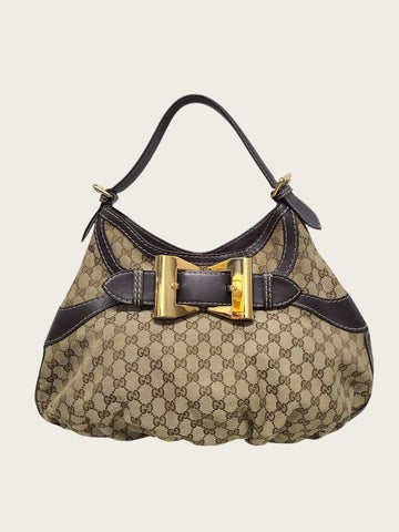 Gucci Jacquard Canvas Gold Ribbon Queen Hobo Bag 158124581 [P]