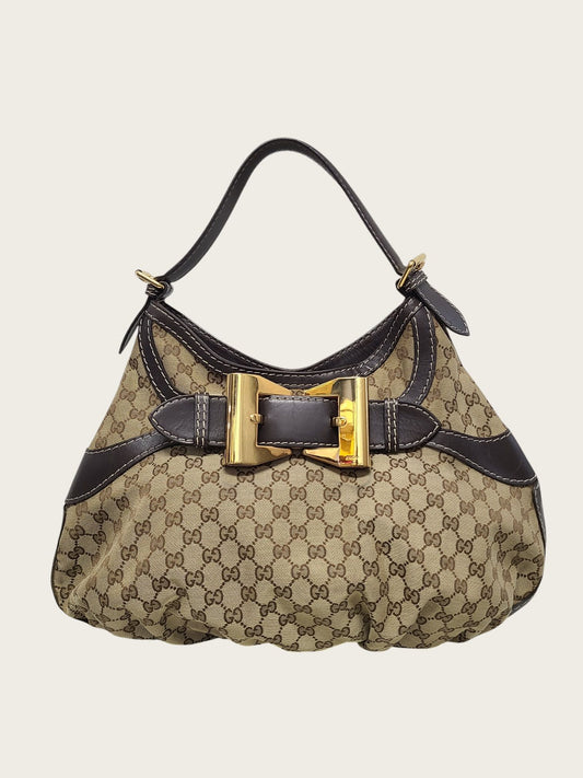 Gucci Jacquard Canvas Gold Ribbon Queen Hobo Bag 158124581 [P]