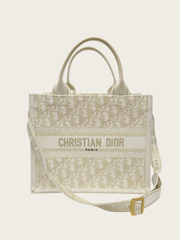 Dior White Gold Oblique Book Tote Small 158124626 [P]