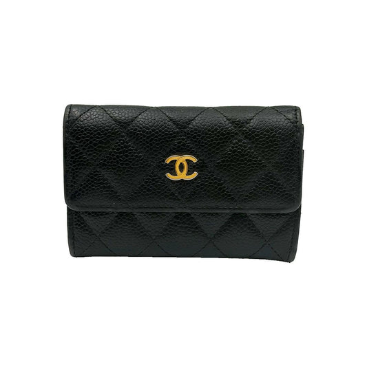 CHANEL Classic Flap Card Holder Wallet in Black Caviar with Gold Hardware A50169 158124635 [P]