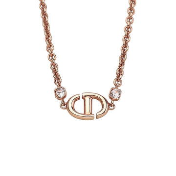 Dior Rose Gold CD Crystal Navy Necklace 37474 158124848 [P]