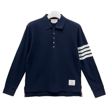 Thom Browne Diagonal Stripe 4-Bar Cotton Pique Long Sleeve Polo Navy 158125136 [P]