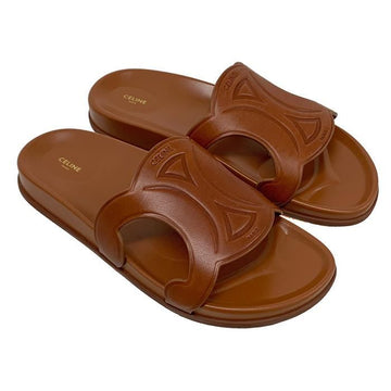 CELINE Slide Sandalen aus Kalbsleder mit Logo in Beige-Ton 158125154 [P]