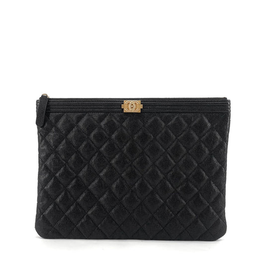 CHANEL Kaviar Gold Boy Clutch Neu Medium 158127134 [P]