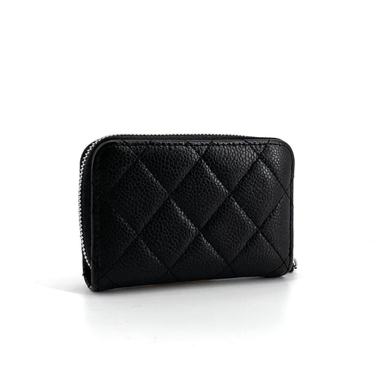 CHANEL Caviar Silver-Zip Card Holder 158127142 [P]