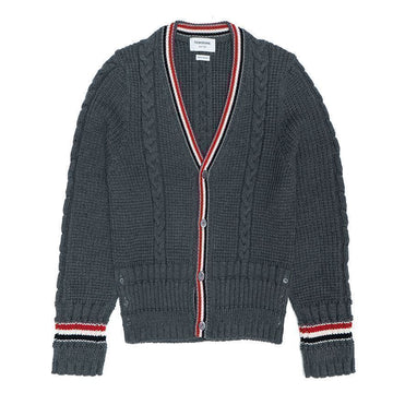 THOM BROWNE Kabel Klassischen V-Ausschnitt Strickjacke 59652930 [P]