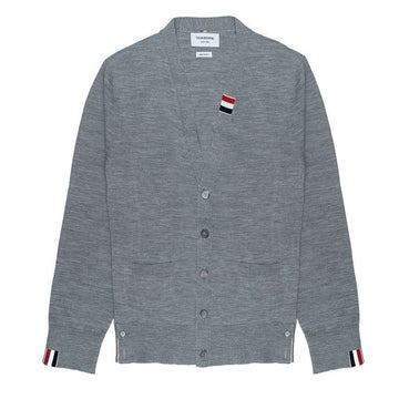 THOM BROWNE Merinowoll-Cardigan mit V-Ausschnitt und Streifen in entspannter Passform 65274560 [P]