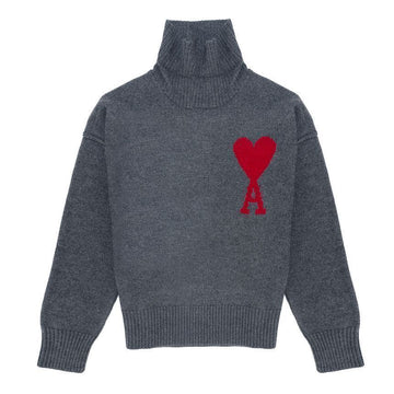 AMI Big Heart Wool Turtleneck Knit 65321664 [P]