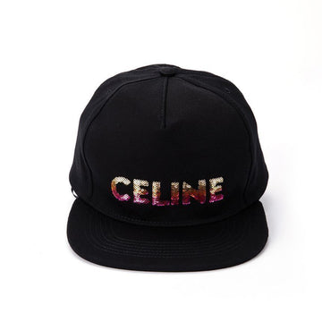 CELINE 刺繍キャップコットンブラック 73297537 [P]