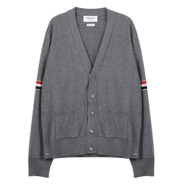 THOM BROWNE Woll Relax V-Ausschnitt Arm Band Herren Strickjacke 78462357 [P]