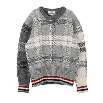 THOM BROWNE チェックパターンウールモヘアメンズニット 93322516 [P]