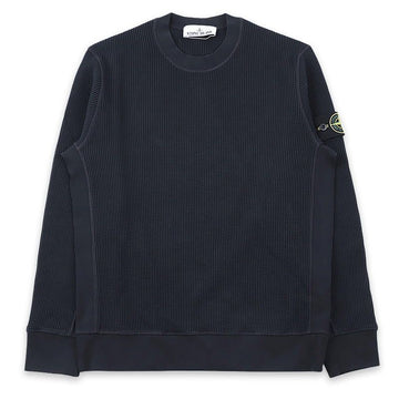 Stone Island Men's Waffle Fleece Sweatshirt with Patch (Navy) L1S15 6100056 S0044 V0020 151096410 [P]