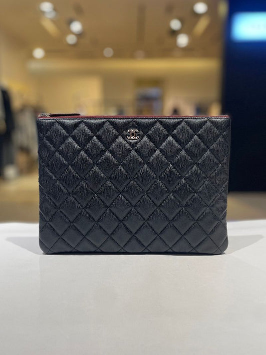 CHANEL Classic Caviar Medium Silver Clutch Bag A82545 158152281 [P]