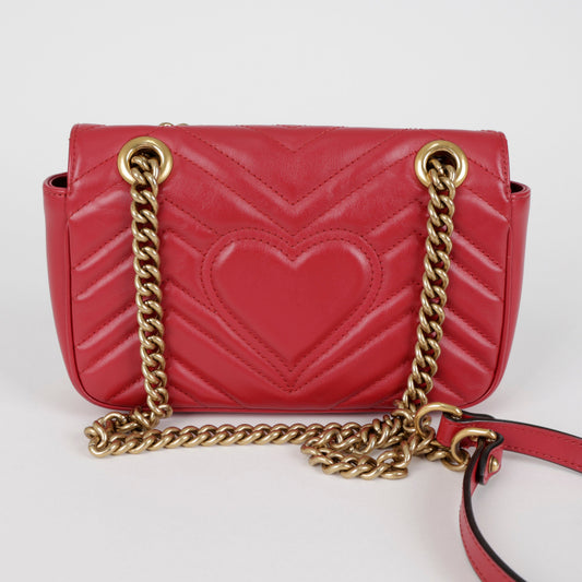 Gucci GG Marmont Matelassé Mini Shoulder Bag Red 157797276 [P]