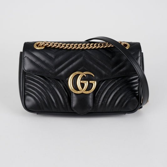 GUCCI GG Marmont スモール マトラッセ ショルダーバッグ ブラック 157909747 [P]