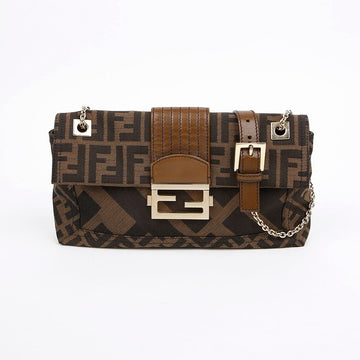 FENDI バゲットチェーンショルダーバッグ ブラウン ゴールド金具 157549267 [P]