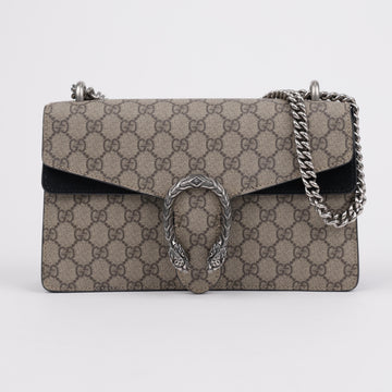 Gucci Small GG Supreme Canvas Suede Dionysus Shoulder Crossbody Bag Black 157797079 [P]