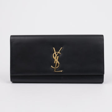 Saint Laurent Monogram Kate Leather Clutch Black with Gold Hardware 157819612 [P]