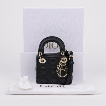DIOR Lady Mikro-Bag Schwarz Kanage Lammleder 157830207 [P]