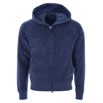 TOM FORD HB745 Baumwolle Terry Kapuzenjacke in Blau 65854405 [P]