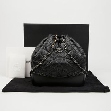 CHANEL Gabrielle Small Vintage Caviar Skin Backpack Black Silver 157796438 [P]
