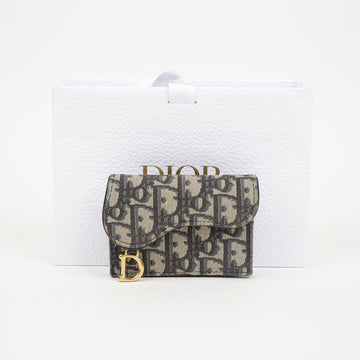 Dior Oblique Saddle Flap Card Wallet Blue 157910505 [P]