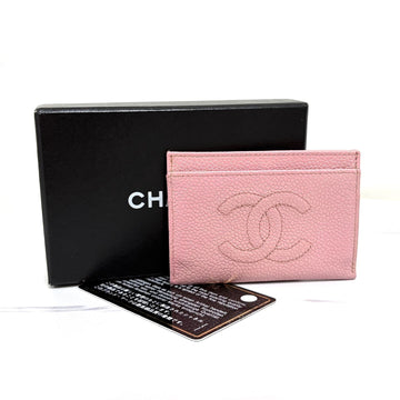 CHANEL Caviar CC Logo Card Holder Pink 158161745 [P]