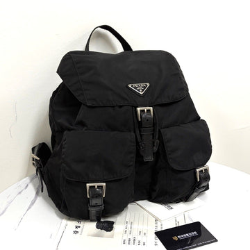 Prada Triangle Logo Nylon Backpack Medium Black 158161841 [P]