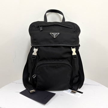 PRADA Dreieckslogo Nylon Schnallen Rucksack Schwarz (1BZ039) 158161871 [P]
