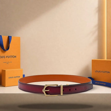 LOUIS VUITTON Frog Patinated 30mm Reversibler Gürtel Bordeaux / Kamel 158174507 [P]
