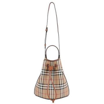 Burberry Small Check Leather Drawstring Bucket Bag 158174844 [P]
