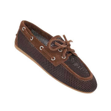 Miu Miu Mesh Deck Suede Flat Shoes 158174872 [P]