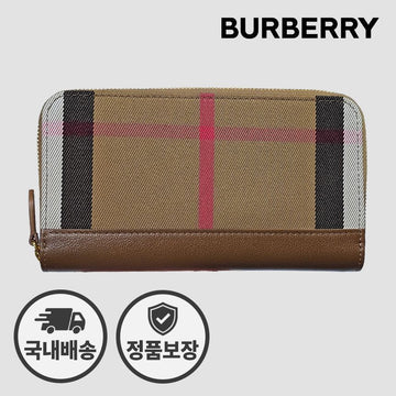 BURBERRY 女性用長財布ジッパーアラウンド80845151キャンバスアース 153512737 [P]