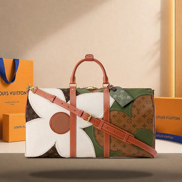 Louis Vuitton Keepall Bandoulière 50 Monogram Khaki Coated Canvas 158185303 [P]