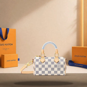 LOUIS VUITTON Nano Speedy Damier Azur/Olympus Blau/Weiß N40918 158187912 [P]