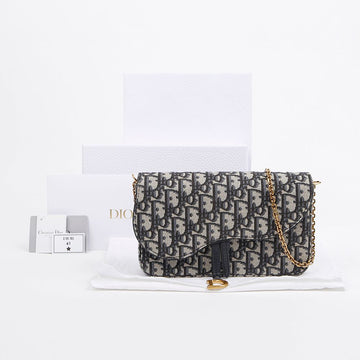 Dior Saddle Chain Pouch Blue Oblique Jacquard 157892631 [P]