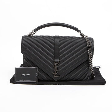 Saint Laurent College Quilted Large Shoulder Bag Black 157892701 [P]