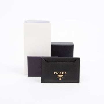 PRADA Saffiano Kartenetui Schwarz mit Goldakzenten 157895880 [P]