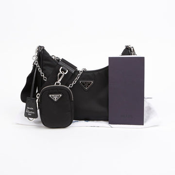 PRADA Re-Edition Nylon Multi Hobo Schultertasche Schwarz 157899466 [P]
