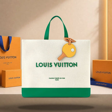 Louis Vuitton Shopper Tote MM Ecru White / Grass Green M29327 158190749 [P]