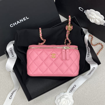 CHANEL Kosmetiktasche mit goldenem Ballenkette in Pink 158192754 [P]