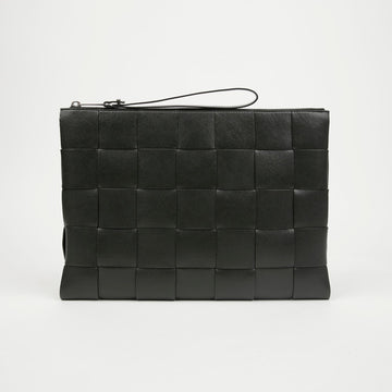 Bottega Veneta Large Intrecciato Woven Clutch Bag Khaki 157911071 [P]