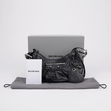 Balenciaga Le Cagole S Arena Lambskin Shoulder Bag Black Silver 157911278 [P]